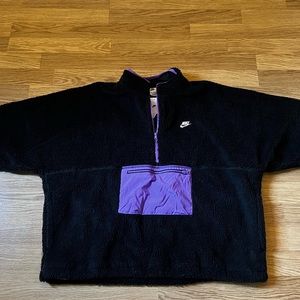 Nike Club Winter fleece with contrast pocket in black/grape
